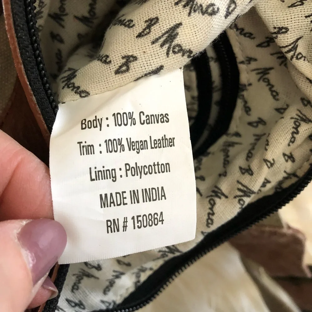 Mona B canvas and vegan leather crossbody purse with built in wallet - Picture 10 of 12